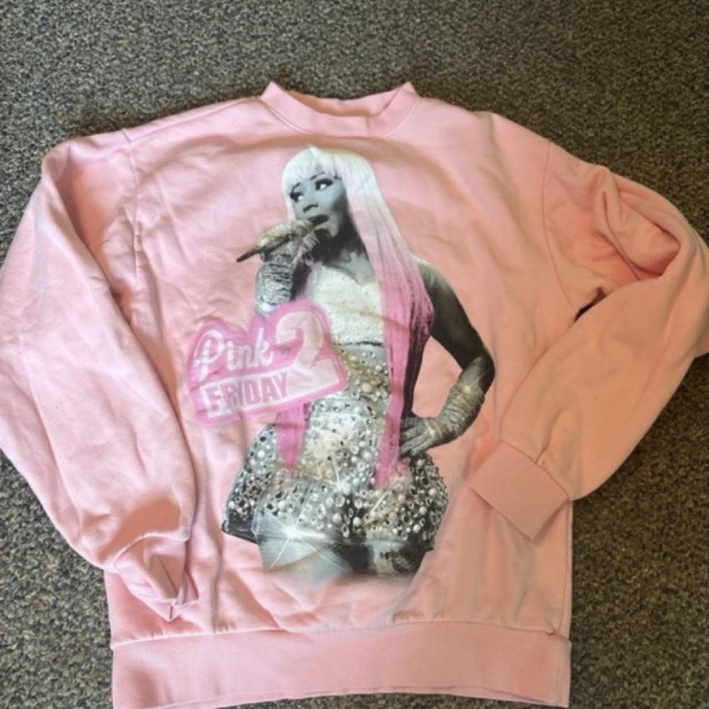 Y2K Nicki Manaj pink crewneck gag city reloaded